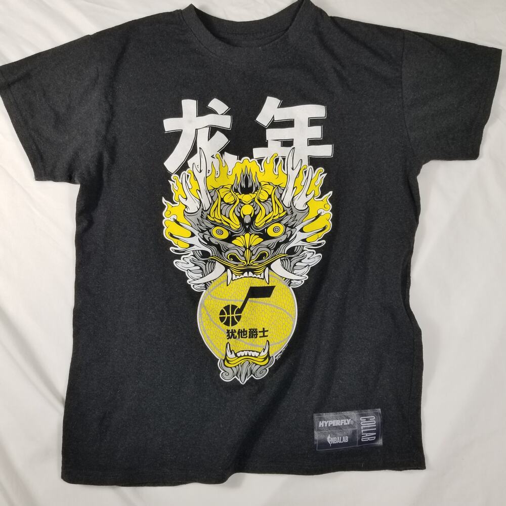 Hyperfly NBALAB Utah Jazz Year Of The Dragon T Shirt Mens M Bryce Wong Charcoal